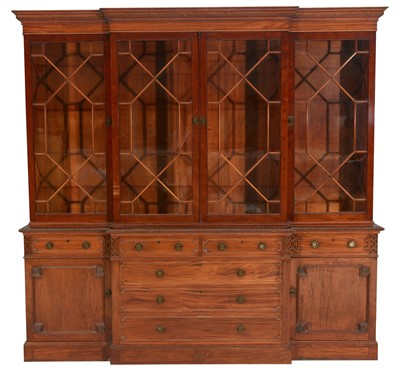 Lot 734 - Victorian mahogany breakfront bookcase