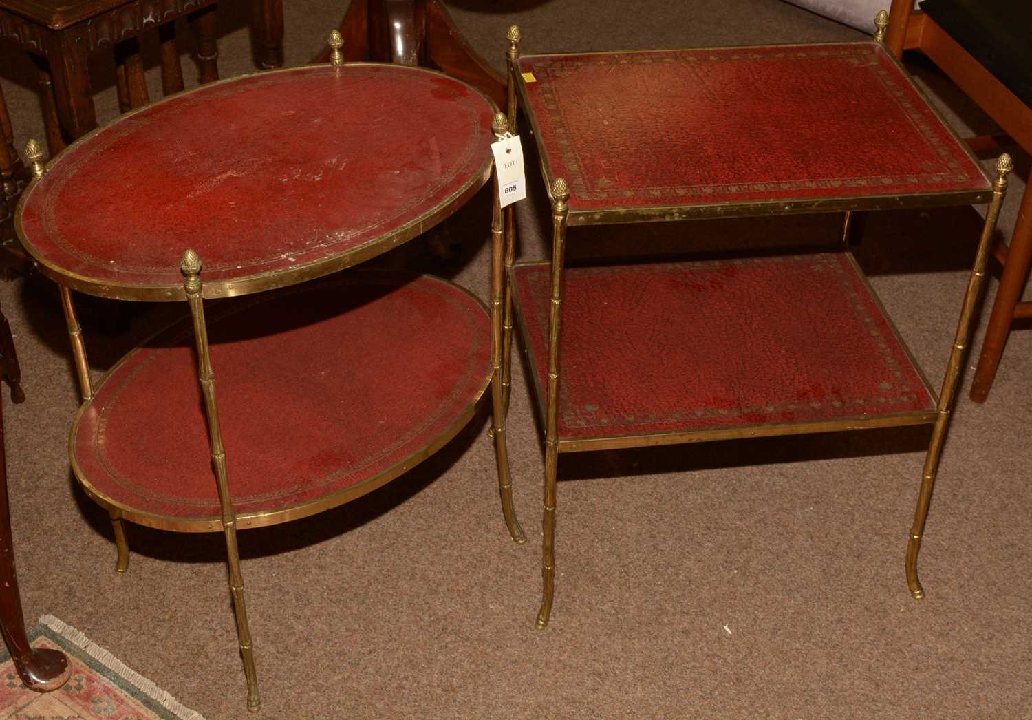 Lot 605 - Two 20th Century brass whatnots