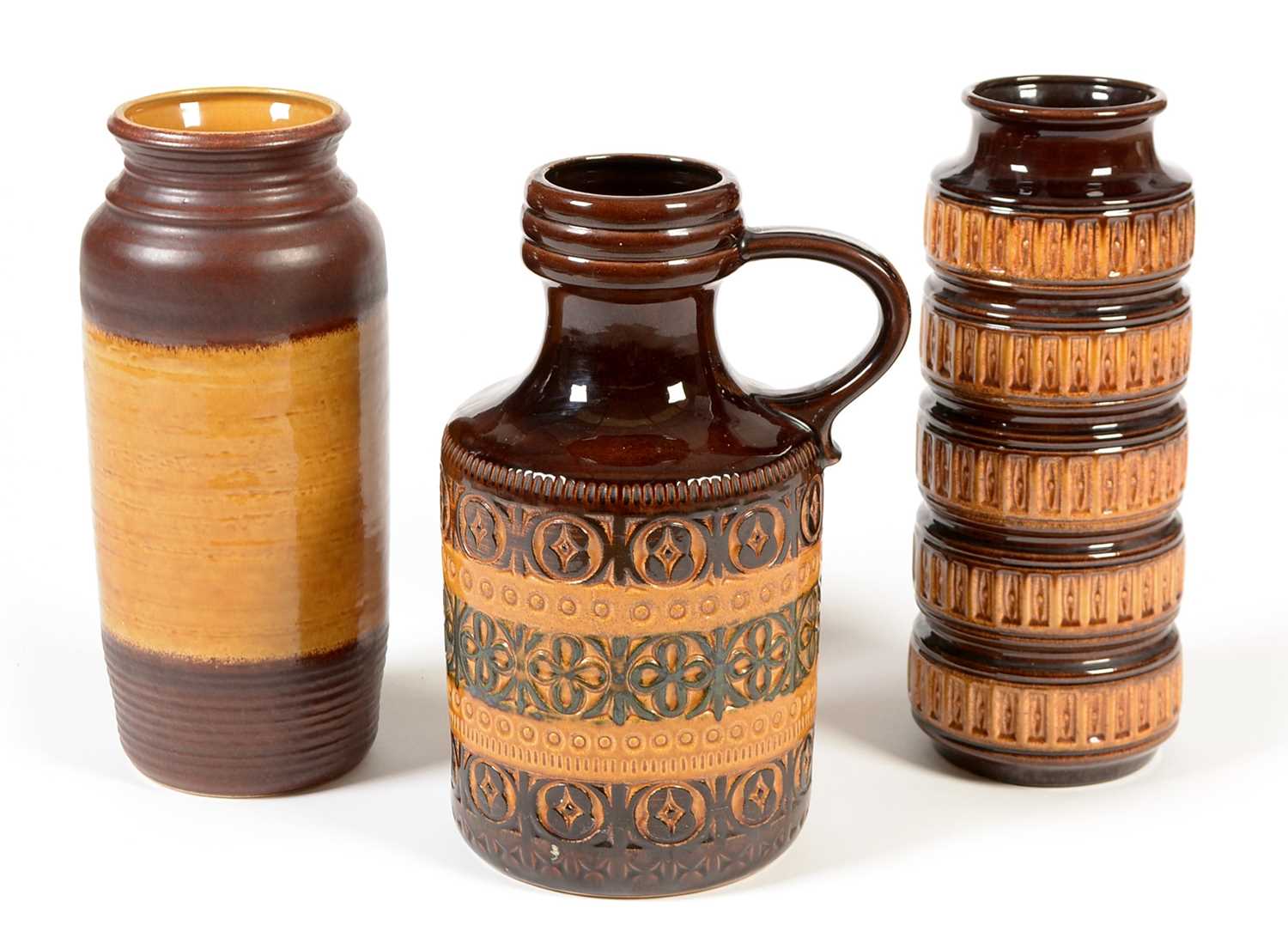 Lot 1106 - Three West German pottery vases