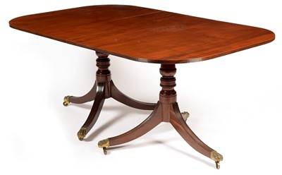 Lot 748 - Georgian style mahogany twin pedestal dining table