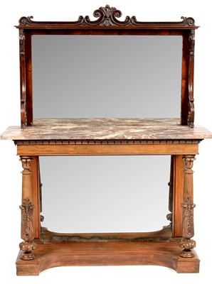 Lot 792 - A Regency rosewood console table with mirror back