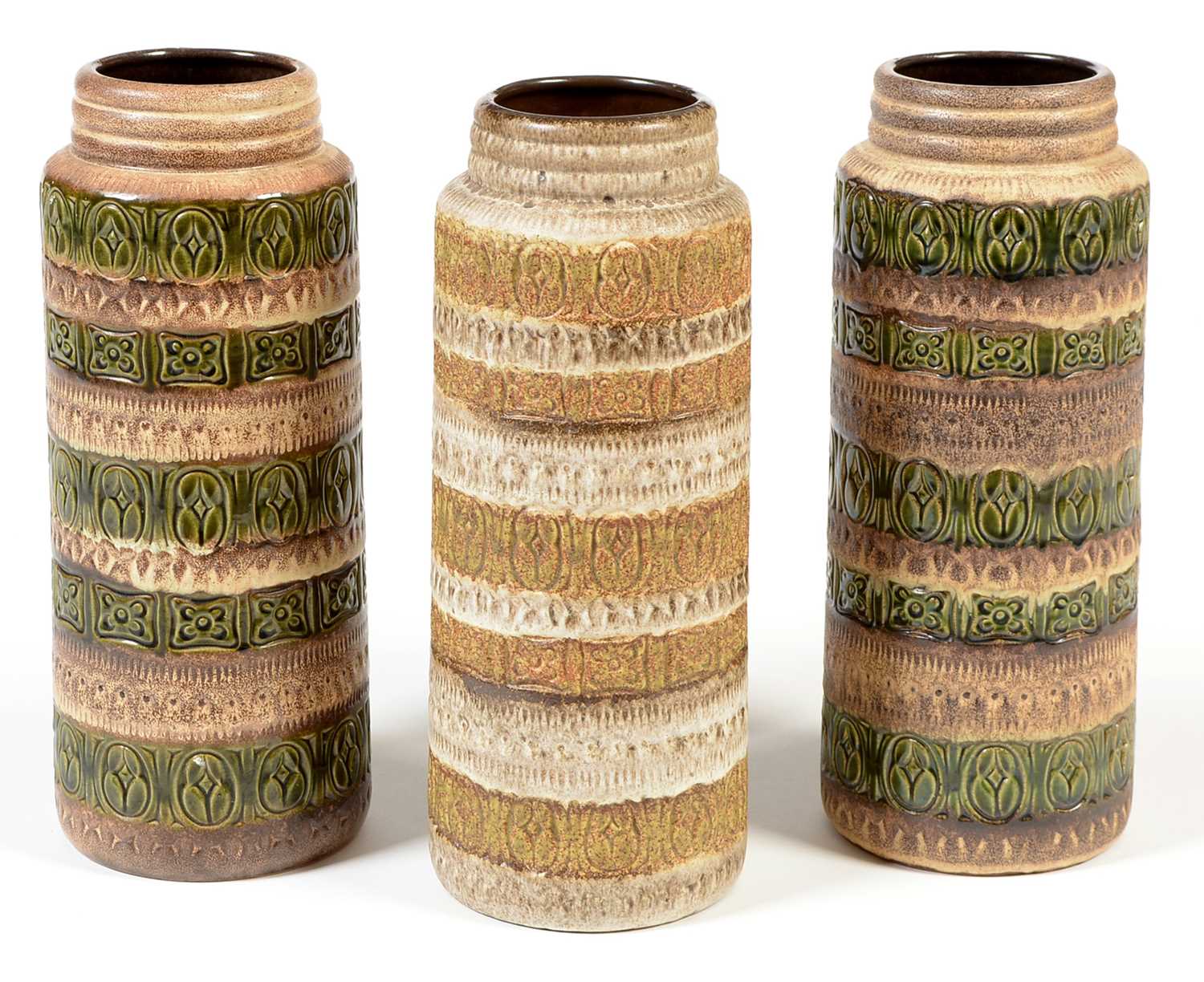 Lot 1105 - Three West German pottery vases