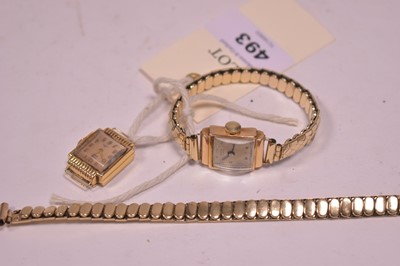Lot 493 - Two gold cased cocktail watches