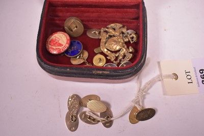 Lot 369 - Two pairs of gold cufflinks and others