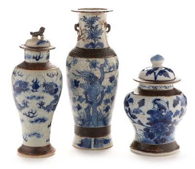 Lot 451 - Three Chinese crackle-glaze vases