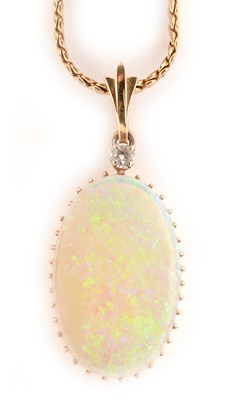 Lot 176 - Opal and diamond pendant on chain