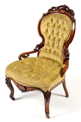 Lot 782 - Victorian walnut nursing chair