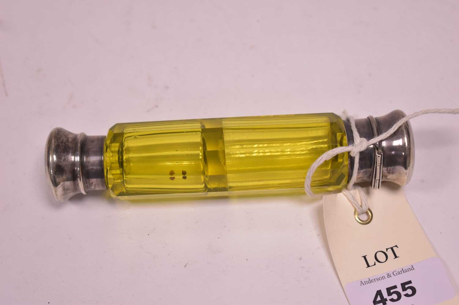 Lot 455 - Yellow glass scent bottle