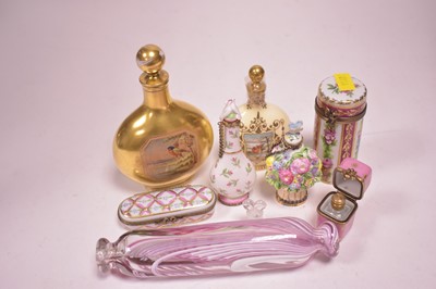 Lot 499 - Porcelain scent bottles and one glass
