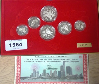 Lot 1564 - Singapura - 1986 silver coin set