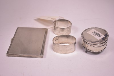 Lot 307 - Silver cigarette case and other items