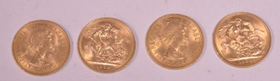 Lot 346 - Four gold sovereigns
