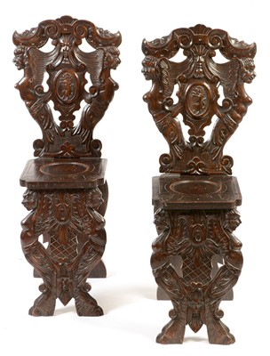 Lot 796 - Pair of Victorian rosewood hall chairs