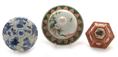 Lot 462 - Three Chinese porcelain vase covers.