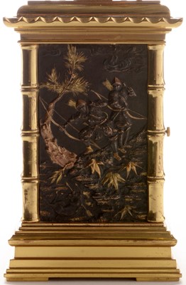 Lot 668 - Fine and rare late 19th Century French five minute repeating gilt brass carriage clock.