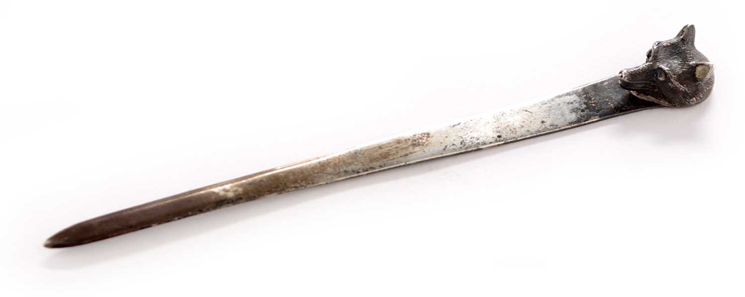 Lot 268 - Fox head pattern letter opener by Asprey