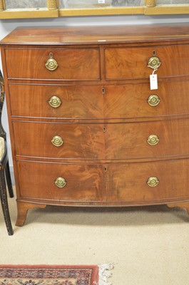 Lot 643 - Georgian mahogany bowfront chest of drawers.
