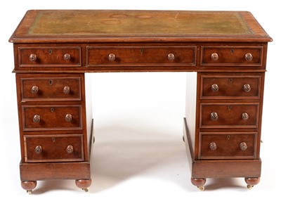 Lot 823 - Late Victorian / early Edwardian pedestal desk