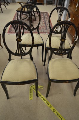 Lot 610 - four lacquered chinoiserie style chairs