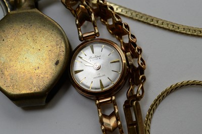 Lot 277 - A gold cocktail watch and other items.