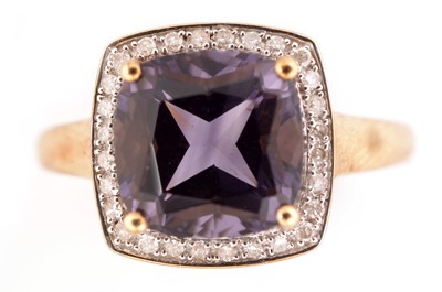 Lot 56 - Amethyst and diamond cluster ring