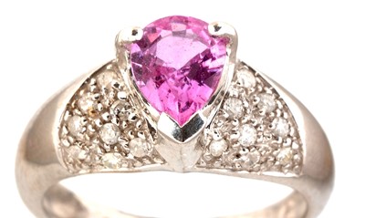 Lot 124 - Pink sapphire and diamond ring