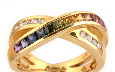 Lot 137 - Coloured gemstone and diamond ring