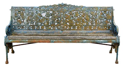 Lot 826 - Coalbrookdale nasturtium pattern cast iron garden bench