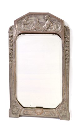 Lot 697 - Silvered Art Nouveau wall mirror