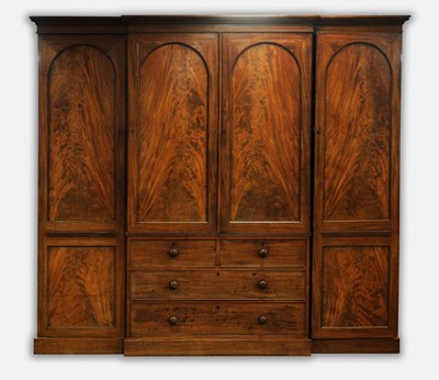 Lot 888 - Victorian mahogany breakfront wardrobe