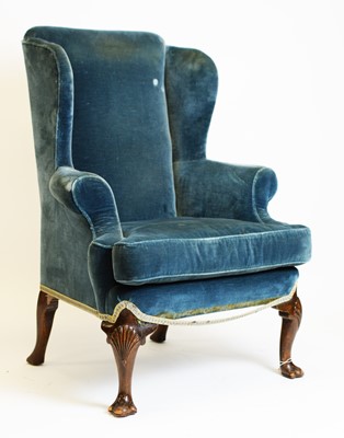 Lot 890 - 19th Century wingback armchair, in the Georgian style