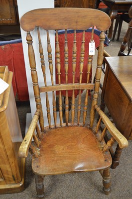 Lot 472 - 19th Century Ash and elm high back Windsor chair