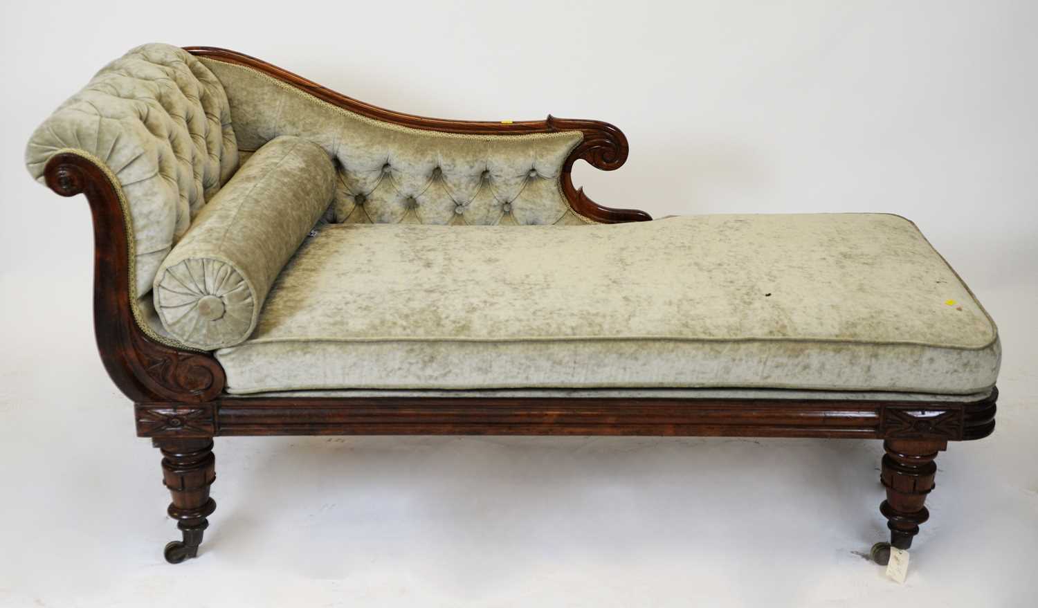Lot 829 - Victorian rosewood show frame chaise longue