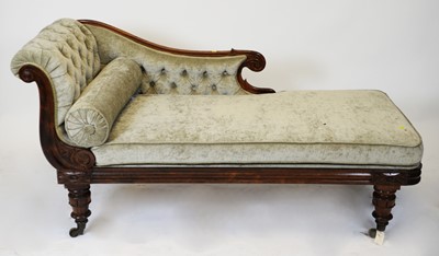 Lot 829 - Victorian rosewood show frame chaise longue