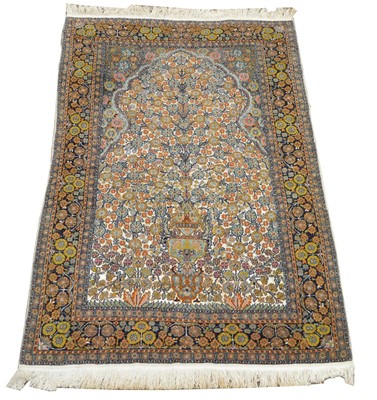 Lot 656 - Part silk Tabriz prayer rug