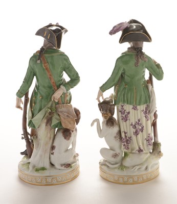 Lot 511 - Pair Meissen figures Hunter and Huntress