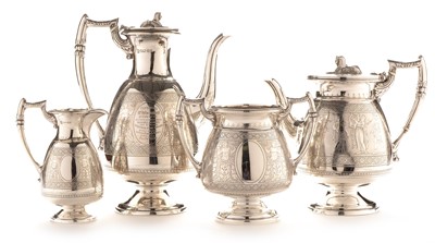 Lot 235 - Victorian four piece silver tea and coffee service by Roberts & Belk