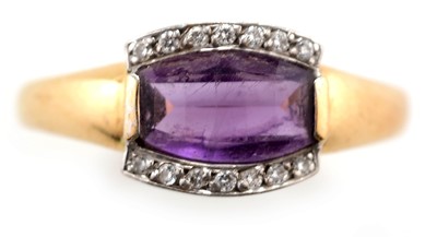 Lot 198 - An amethyst and diamond dress ring