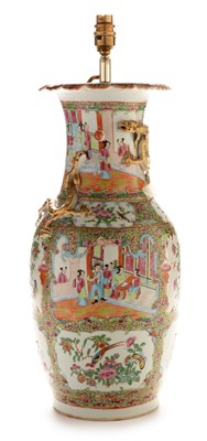 Lot 445 - Canton Vase with lamp fitting