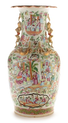 Lot 446 - Canton Vase with lamp fitting