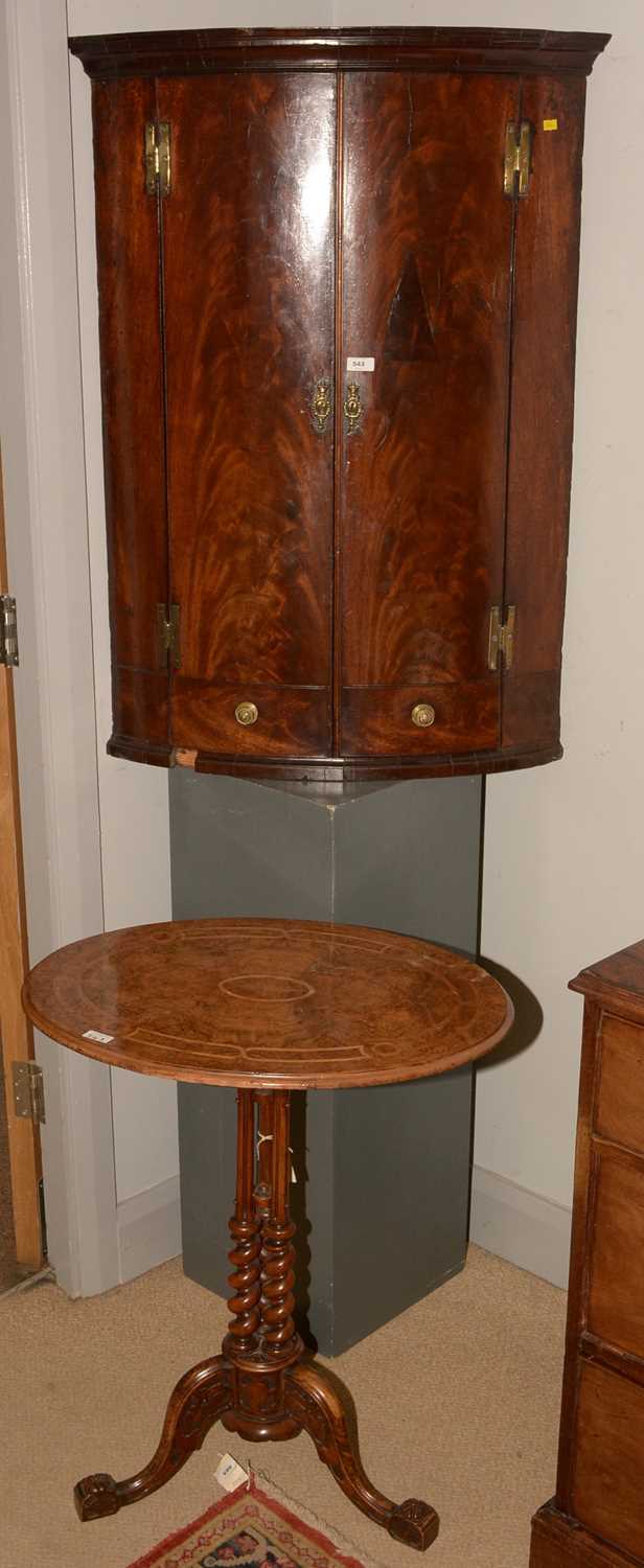 Lot 543 - Victorian walnut occasional table and a corner cabinet