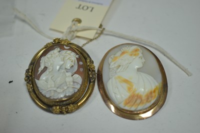 Lot 53 - Two carved shell cameo brooches