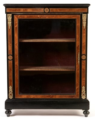 Lot 764 - Victorian ebonised and walnut pier cabinet