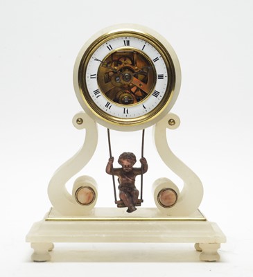 Lot 759 - Mid-Victorian alabaster mantel clock