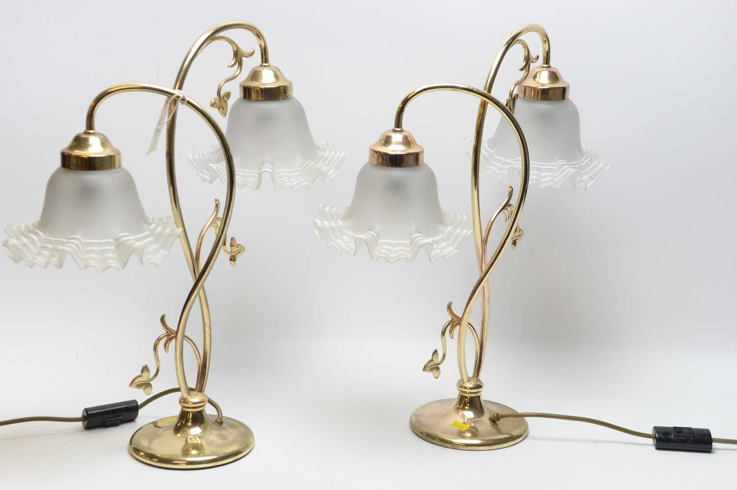 Lot 398 - A pair of Art Nouveau style table lamps.