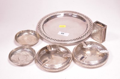 Lot 66 - Two Persian silver ashtrays and other items