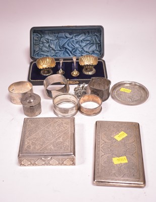 Lot 72 - Persian box, cigarette case and pin dish; and other items