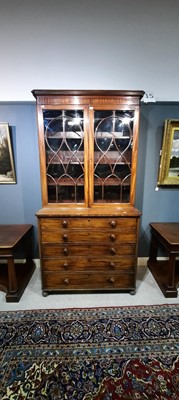 Lot 891 - Regency mahogany secretaire bookcase