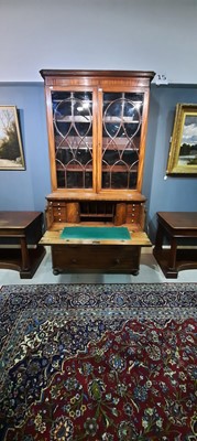 Lot 891 - Regency mahogany secretaire bookcase