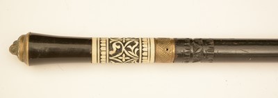 Lot 1047 - 20th Century ebonised and bone inlaid swordstick